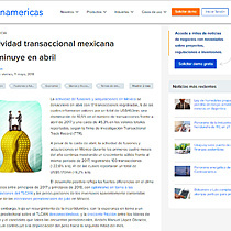 Actividad transaccional mexicana disminuye en abril